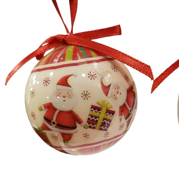 Vintage Christmas Santa Christmas Ornaments Round Balls 2 Pieces - Picture 5 of 8